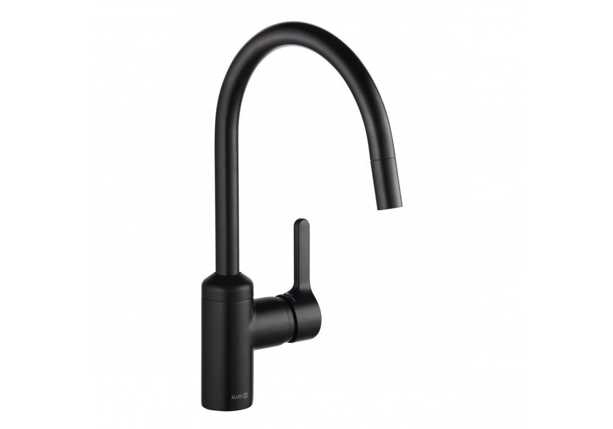 Bat.stojeca za sudoperu  (labud) sa izvlacnim tusem KLUDI - BINGO STAR BLACK [428513978]